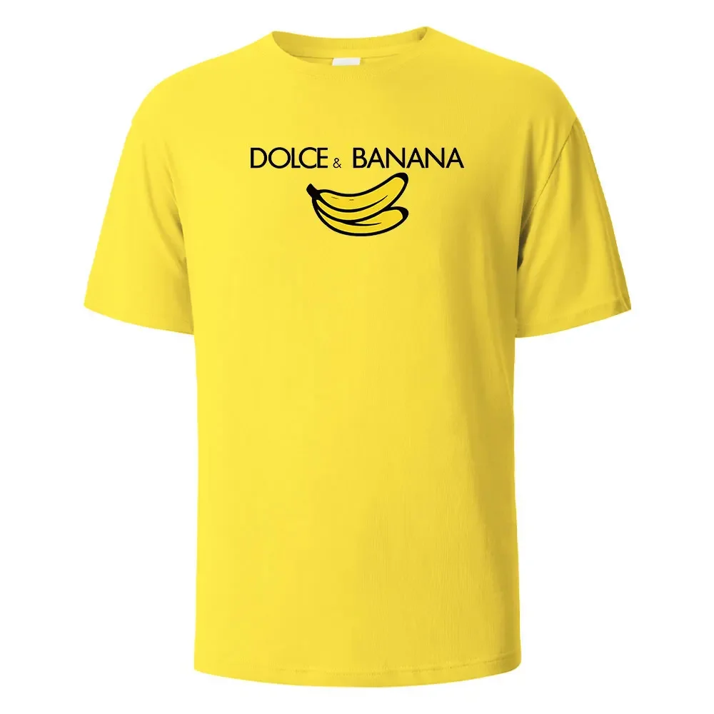 Banana Print T-Shirt 100% Cotton Summer Tees For Men Women Oversize Casual Tops