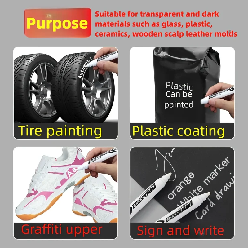 17 Pcs Acrylic Paint White Marker White Paint Pen for Rock Painting Stone Ceramic Glass Wood Tire Fabric Metal Canvas view 6