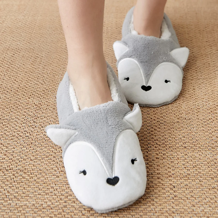 Fuzzy Socks Womens Cute Kawaii Plush Bedroom Anti-slip Grip Soft Female Cartoon Fox Slipper Floor Shoes Home Indoor unicorn