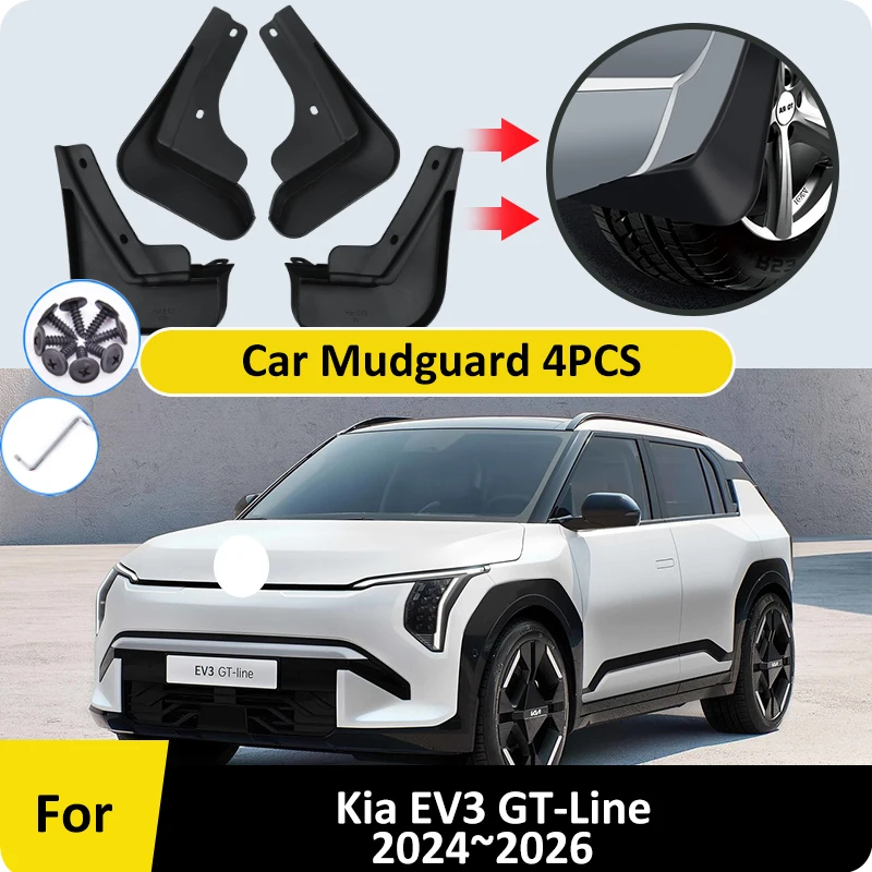 

4Pcs Car Mudflap For Kia EV3 GT-Line 2024 2025 2026 Mud Guard Flap Set Dirty Splash Guard Fender Flares Front Rear Accessories