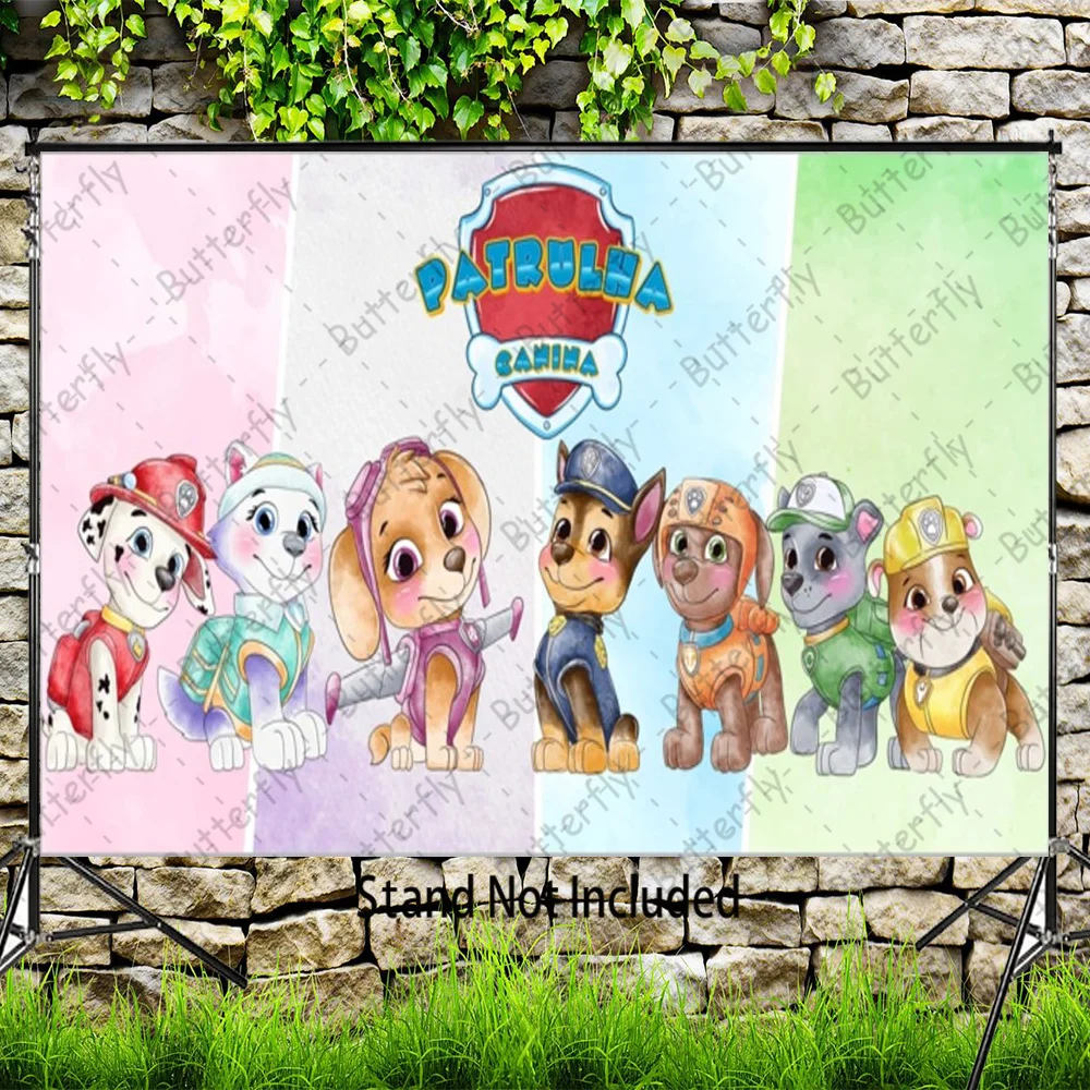 Rescue Dogs Paw Chase Marshall Patrol Blue Boys Girls Birthday Party Backdrop Flowers  Skye Rocky Baby Shower Background Banner