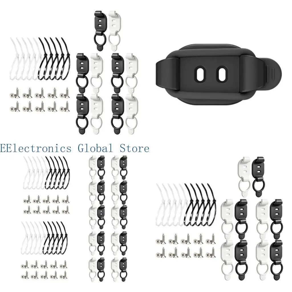 462B Desktop Cord Control Holders with Adhesive Backing, Reopenable Silicone Band and Indoor Routing for Home Workstations