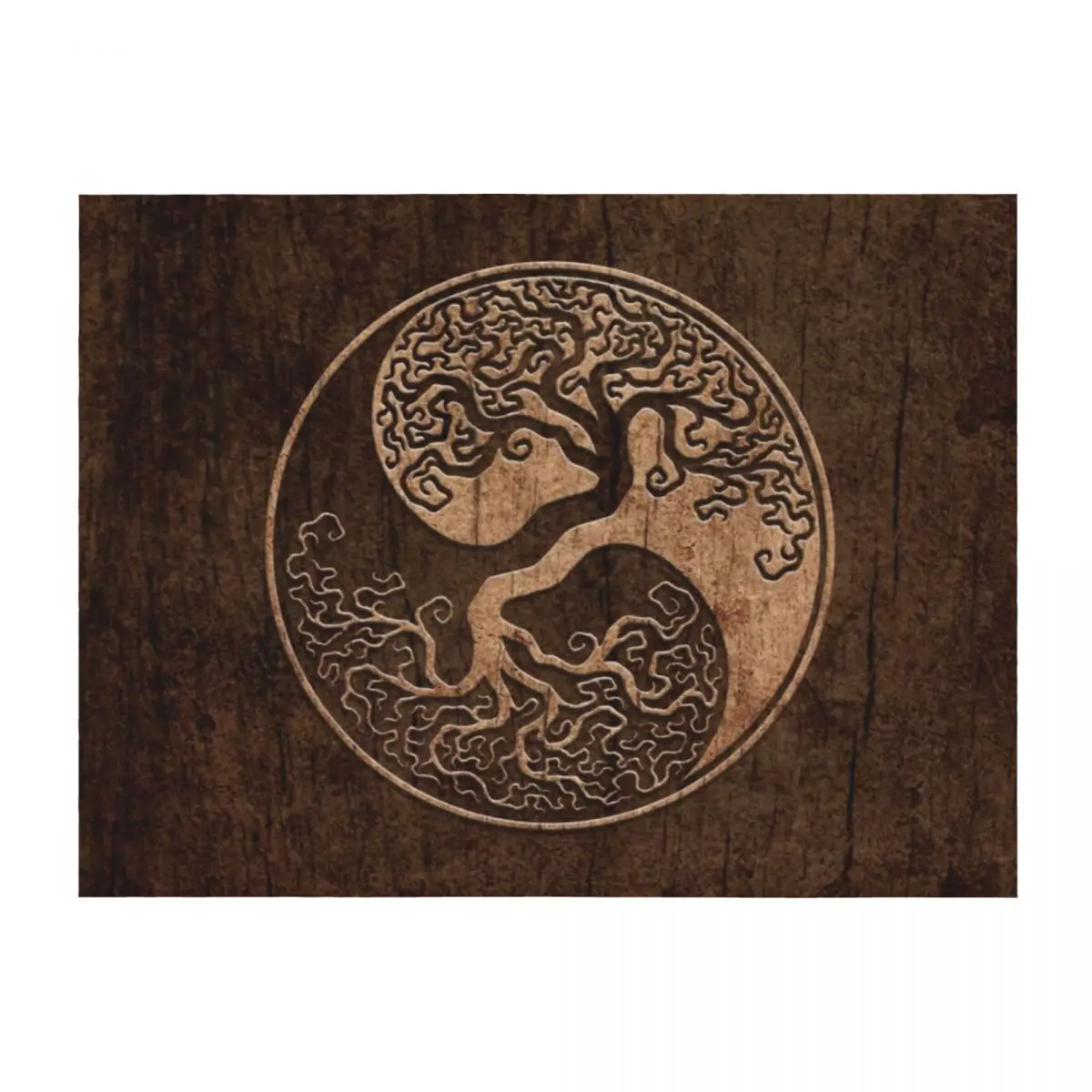 

Rough Wood Grain Effect Tree of Life Yin Yang Throw Blanket Summer sofa bed Bed christmas gifts Blankets