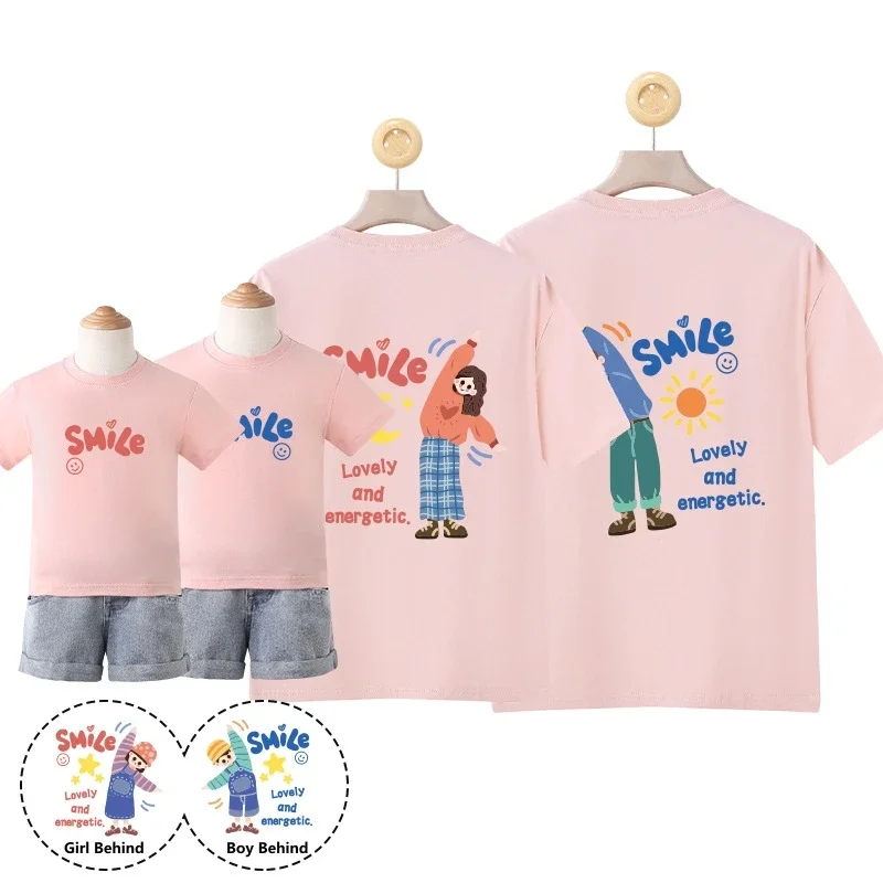 Father Mother Daughter Son Kids Clothes Baby Outfits Fashion Cartoon T-shirt Summer Mom Dad and Me Family Look Matching Outfits