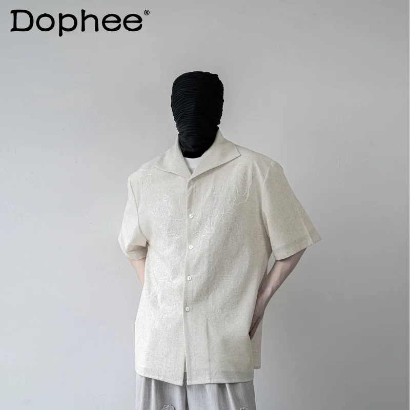 

2026 Men's Summer Chic Single Row Multiple Buttons Shirts Trendy Men's Lapel Elegant Loose Shirts Men's Trendy Short Sleeve Tops