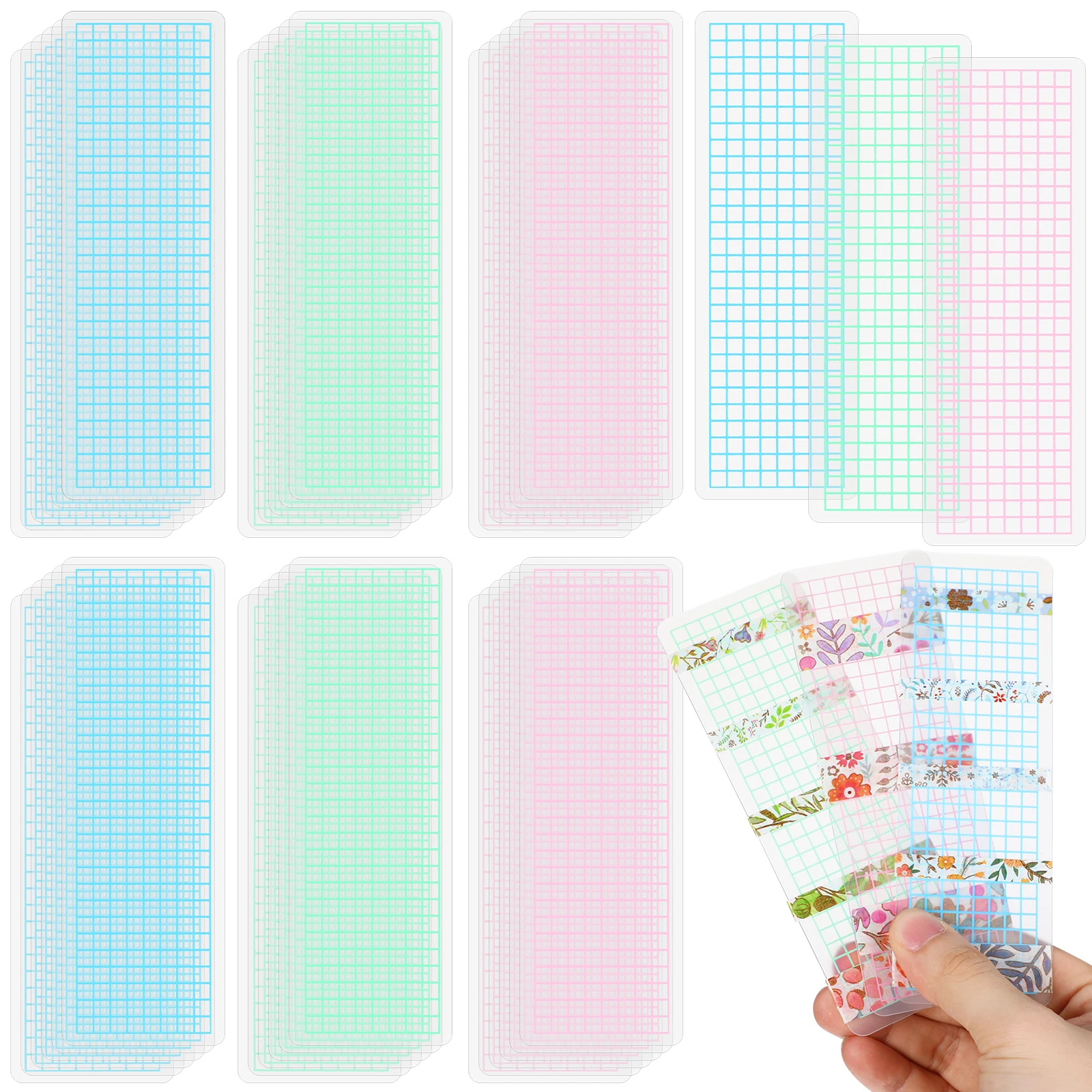40/45Pcs Tape Dispenser Plastic Washi Cards Office Sample Boards Storage Sub-Packing Board for for Journal DIY Crafts Scrapbook