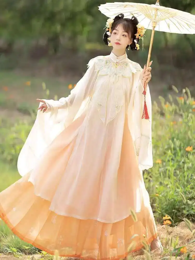 

Summer Ming Dynasty Hanfu Summer Improved Cloud Shoulder Ancient Costume Women's Long Shirt Slanted Collar New Han