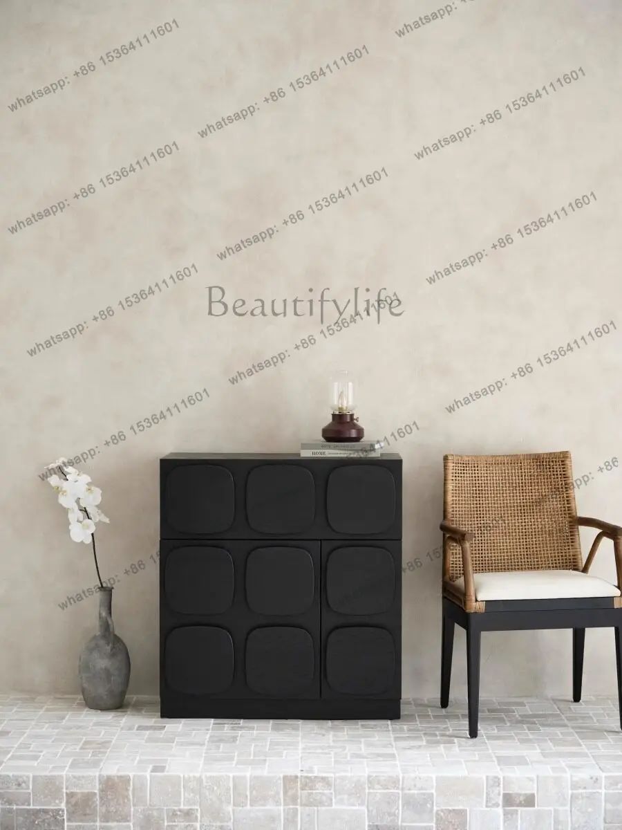 

Chocolate side cabinet Nordic French storage living room entrance cabinet