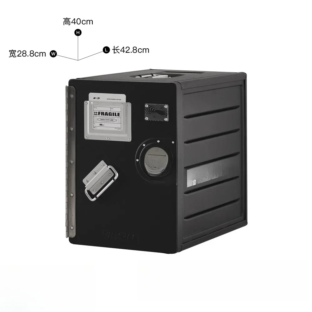Bedside table, industrial style narrow clip edge drawer, metal aircraft aviation storage