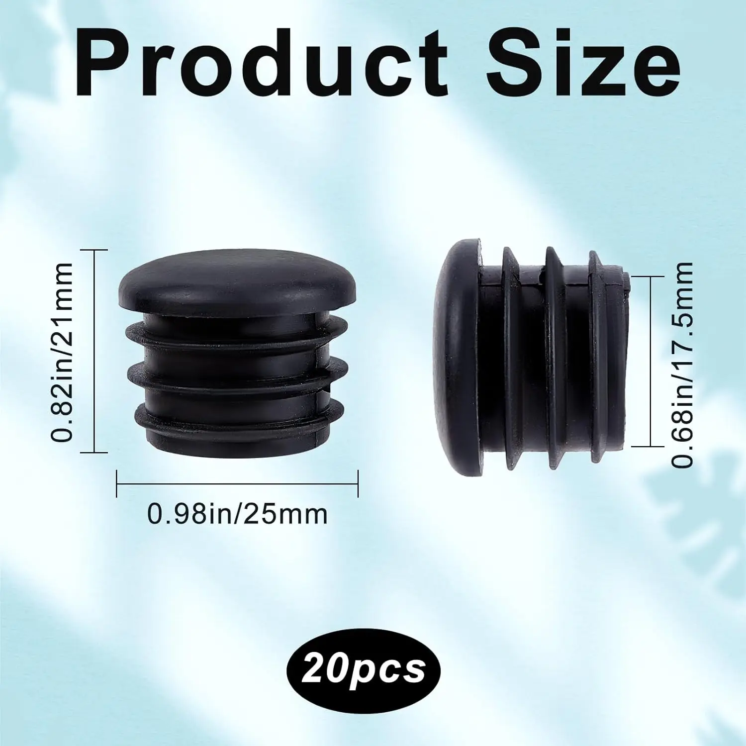 20 Pieces 1 in Round Plastic Plugs Black End Caps Plug Pipe Tubing End Cap Chair Leg Inserts for Metal Legs Fences Glide