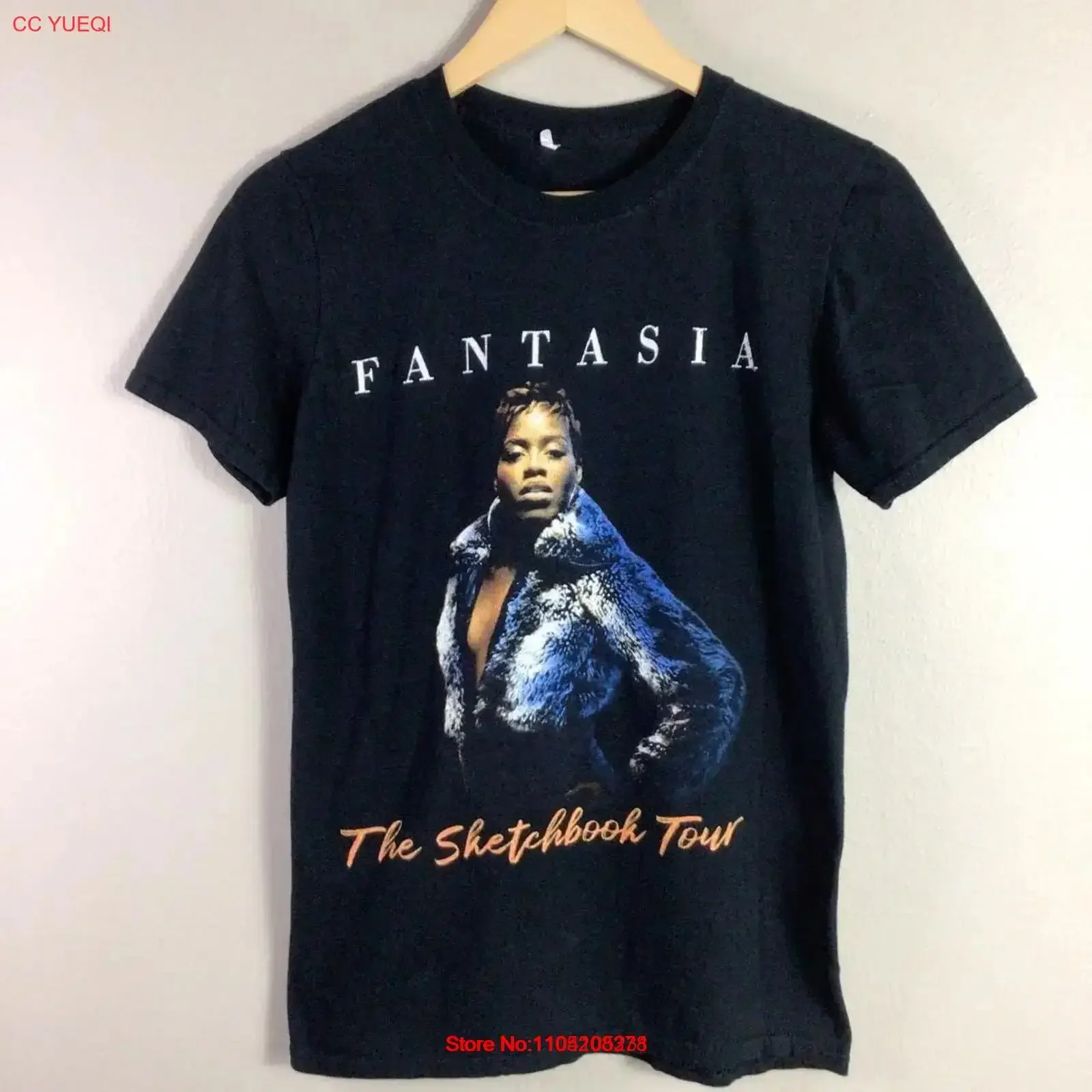 

Футболка Fantasia 2019, черная маленькая винтажная потертая футболка с рисунком, повседневная, слегка растянутая, дышащая, модная