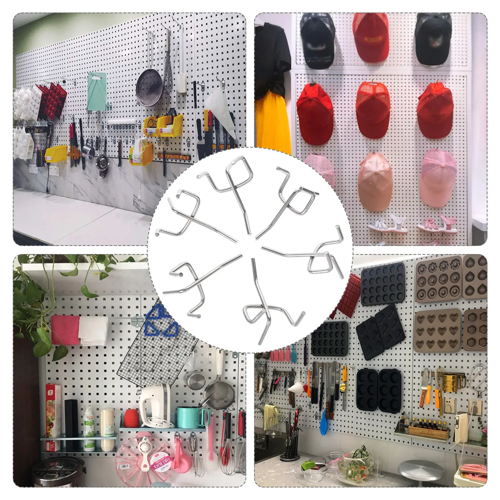50Pcs Sturdy Iron Pegboard Hooks Compatible with Standard Pegboards Strong Load Bearing for Shop Garage Supply