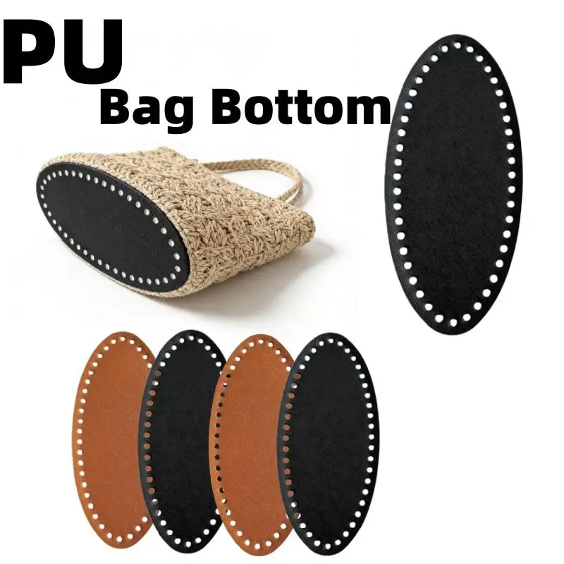 

Handmade Oval Bottom For Knitted Bag PU Leather Pad Handcraft Bag Base With Holes Durable Egg Shaped DIY Crochet Bag Bottom