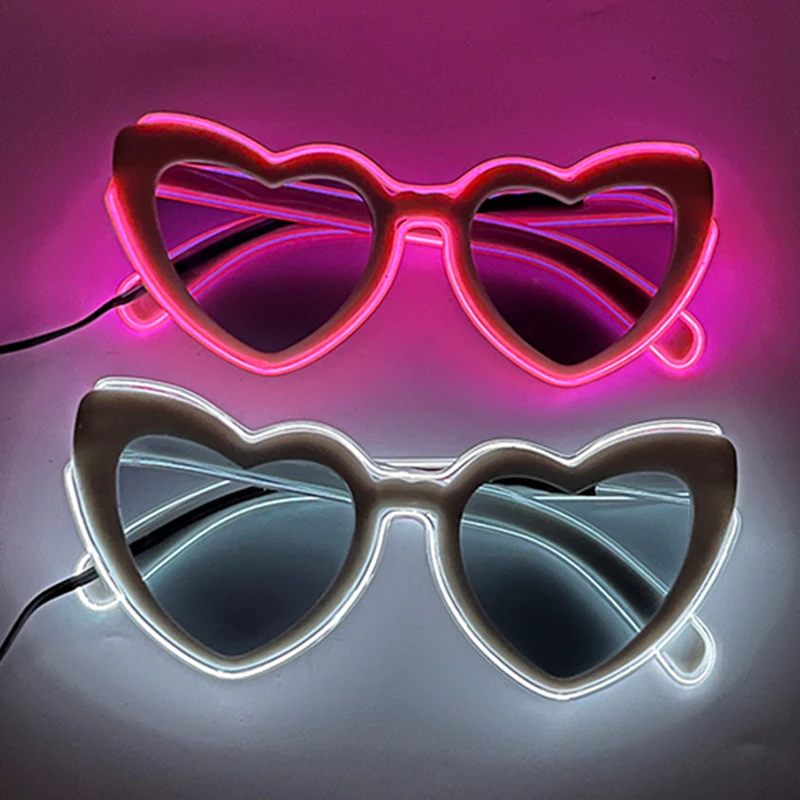 # Retro LED Flashing Women Sunglasses  Bachelorete Party Decoration Wedding Pink Heart Glasses Bride to be Valentine's day Props