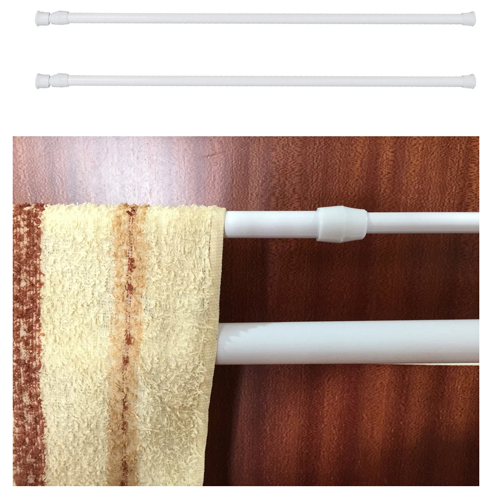 

3pcs Retractable Clothes Rail Telescopic Carbon Steel Rod No Tools Required Adjustable Closet Hanger Door Curtain Shower Tension