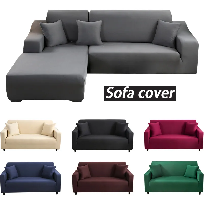 solid color elastic milk silk fabric sofa covers for living room skin protector for pets chaselong cover L shape sofa armchair