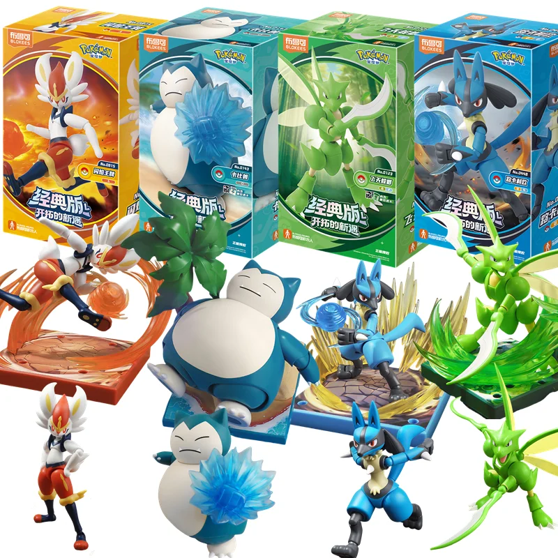 Original BLOKEES Pokemon Slowpoke Bulbasaur Squirtle Charcadet Snorlax Pikachu caja ciega sorpresa figura de acción Anime muñeca Juguetes