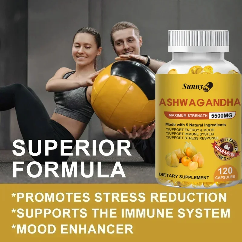 Ashwagandha Supplement Capsules - High Strength Extract - Relieves Stress and Anxiety, Helps Mood, Immunity, Energy