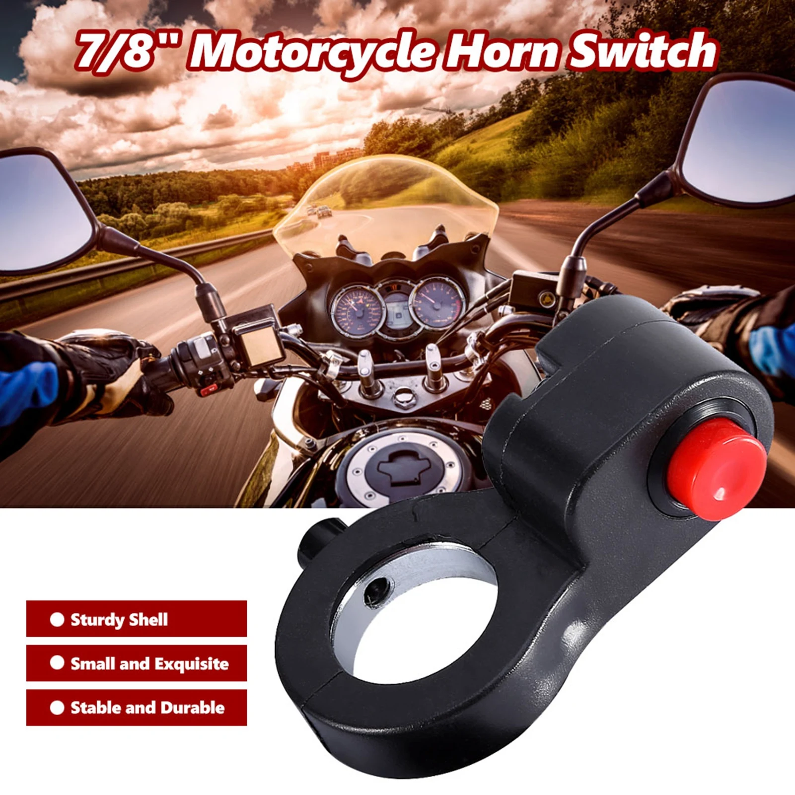 Bike Horn Starter Motorcycle Horn Starter 0.7m Cable Length Motorcycle Kill Stop  Horn Button for 7/8 Inch Handlebar