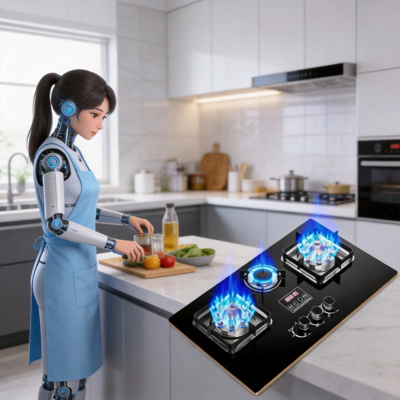 New Three-Burner Gas Stove Desktop Embedded Dual Fuel Cooktop
