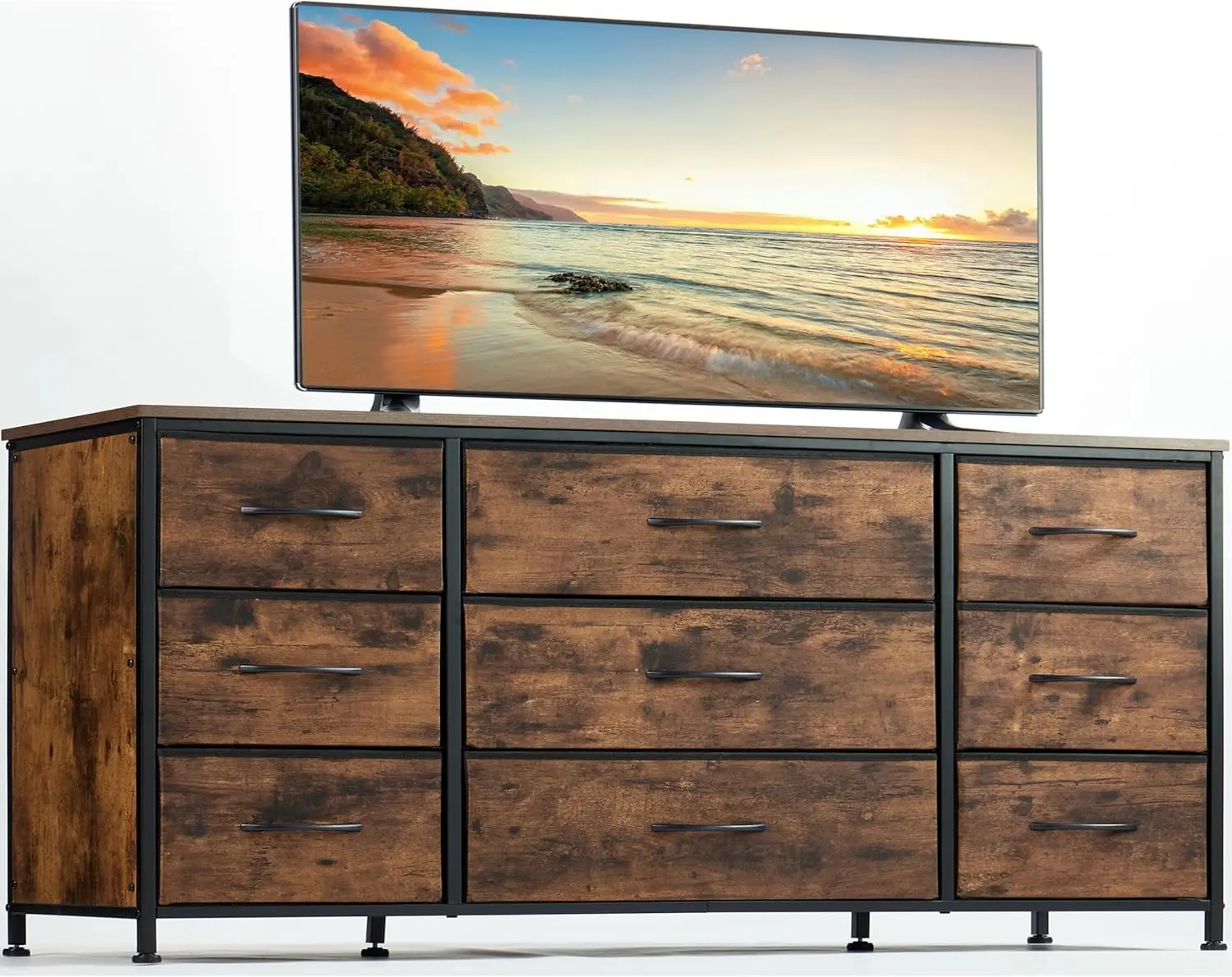 Enhomee Dresser, Dresser For Bedroom With 9 Drawers, Wide Dresser Tv Stand For 55” Tv Stand For Bedroom Dresser Long Dressers &