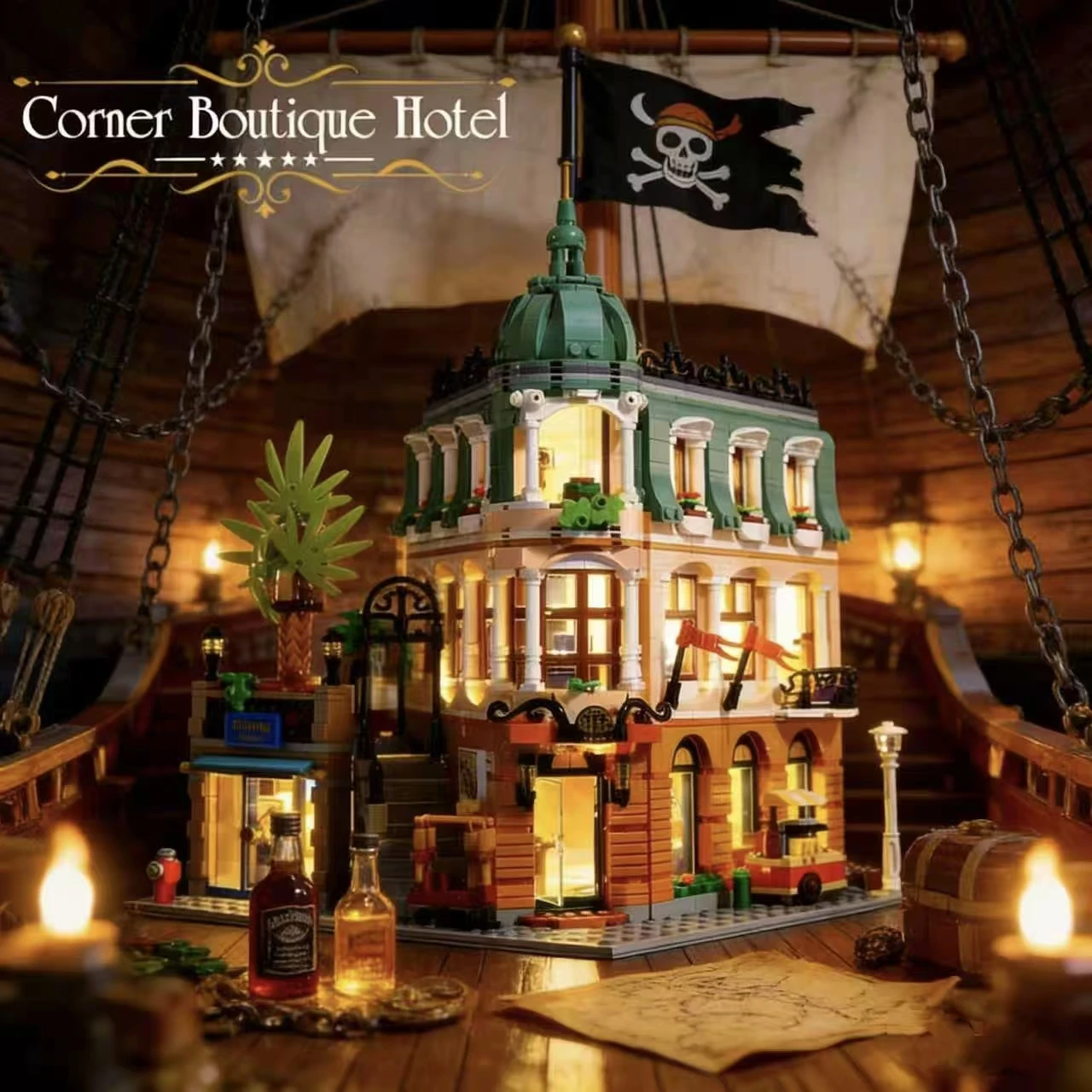 1339ピース シティストリートコーナービルディングモデル 組み立てブロックセット クリエイティブ建築模型 温かみのある環境レイアウト装飾 リビングルームDIYコレクション！