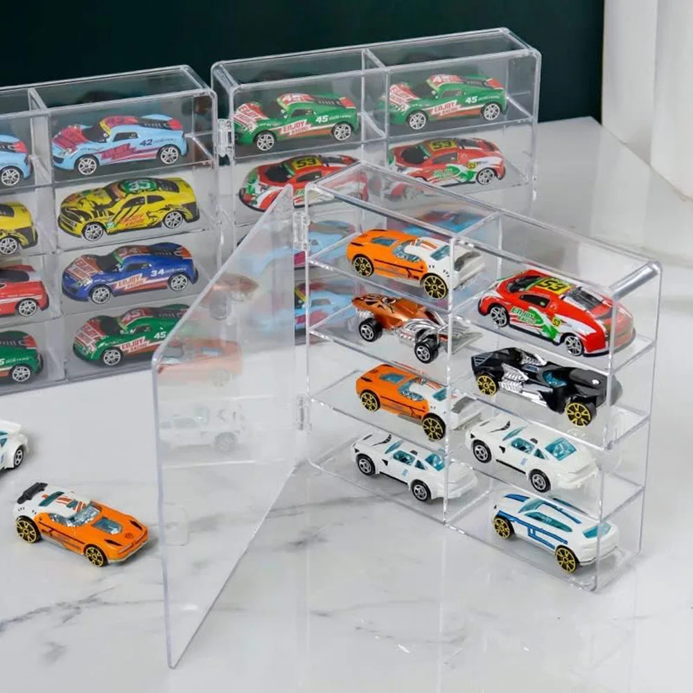 1:64 Acrylic Car Display Box For Hot Wheels Car Model Toy 8 Grid Cabinet Rack Dustproof Stackable Car Storage Box For Hotwheels