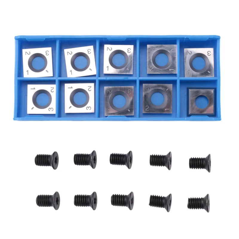 A96I-10Pcs 14Mm Square Straight Carbide Cutter Insert With 10Pcs M610mm Screws For Wood Working Spiral/Helical Planer Cutter Hea