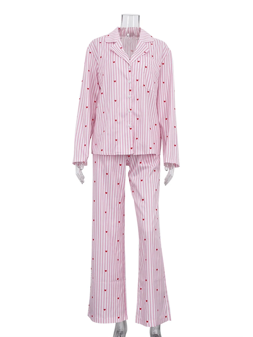 Marthaqiqi Printing Ladies Sleepwear 3 Piece Suit Long Sleeve Robe Turn-Down Collar Pajamas Lingerie Pants Female Sleepwear Set
