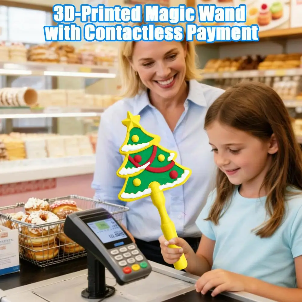 Decorative Winter Celebration Accessory 3d Printed Christmas Tap to Pay Wand Contactless Payment Card Holder Credit for Holiday