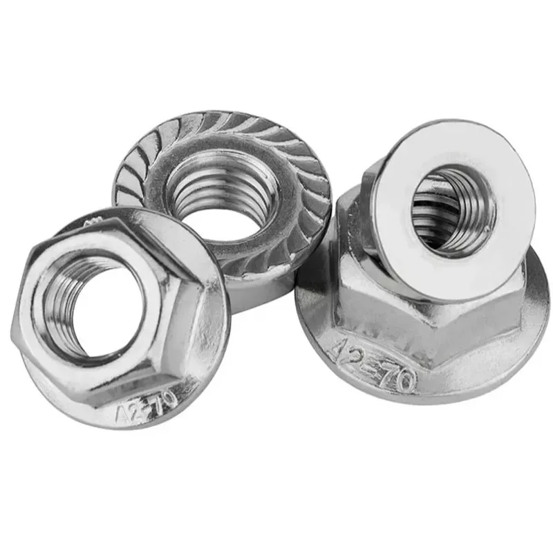 ネジ用ステンレス鋼六角フランジナット、鋸歯状、din6923、m2.5、m3、m4、m5、m6、m8、m10、m12、m14、304、316