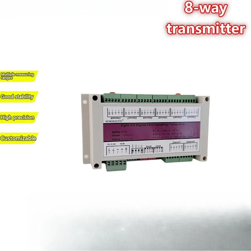 8 Channel Digital Force Weighing Transmitter, Supports 6-8 Load Cell Channels, RS485 Modbus RTU, IP65, Panel / DIN Mount