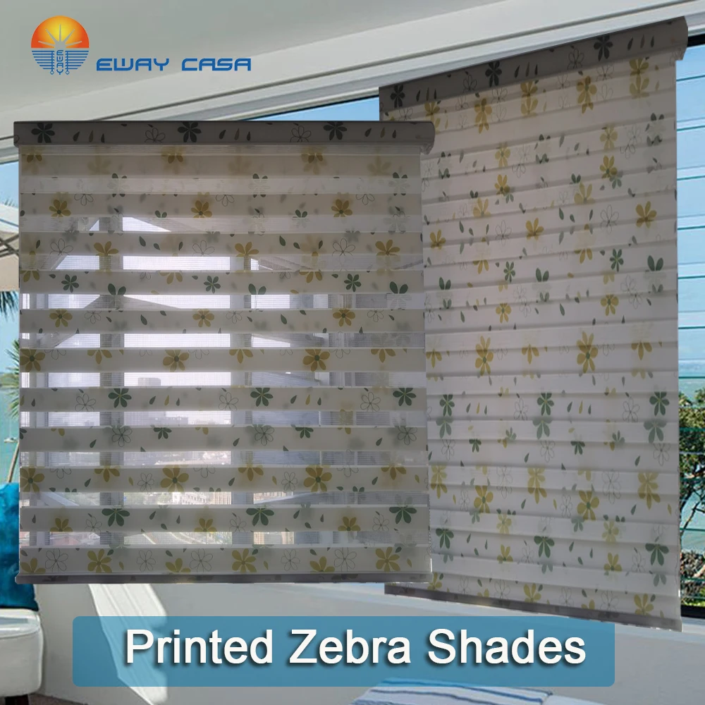 EWAY CASA Печатные оттенки зебры Цветочный узор Печатные рулонные шторы нестандартного размера для Windows No ZB_P1