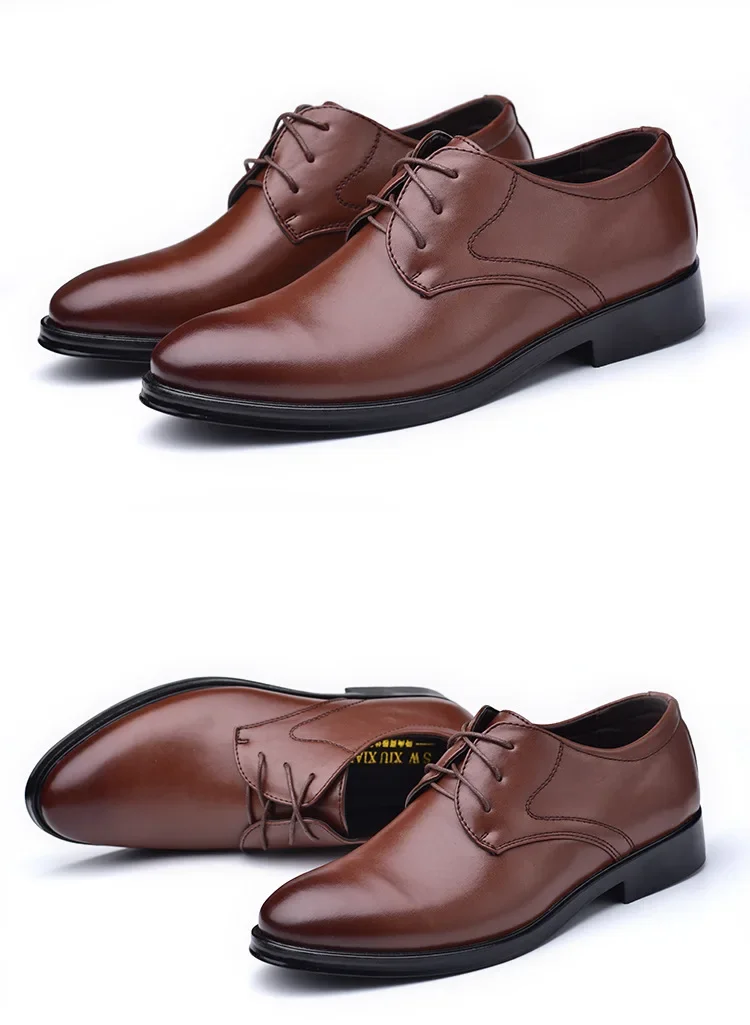 Herren Formelle Lederschuhe Klassischer Stil Herbst Loafer Runde Zehenkappe Atmungsaktiv Rutschfest Business Anzug Hochzeit Büro Freizeitschuhe – Detail 15