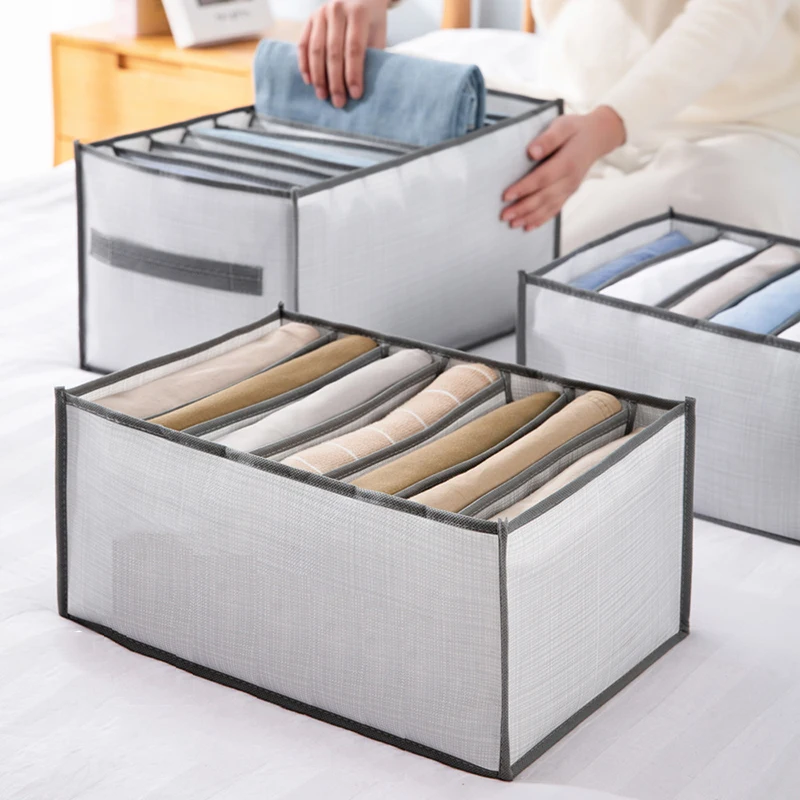 Jeans storage box wardrobe storage box drawer divider box collapsible underwear bra storage box wardrobe pants T-shirt storage b