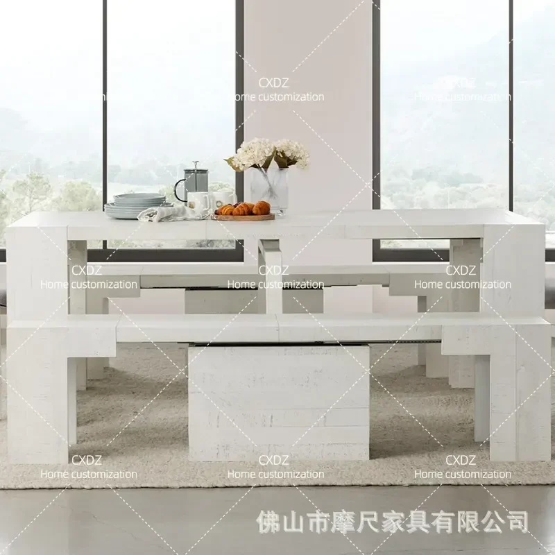 Retractable Folding Dining Table Solid Wood Extendable Long Narrow Wall Mounted Worktable for Small Apartment Conference