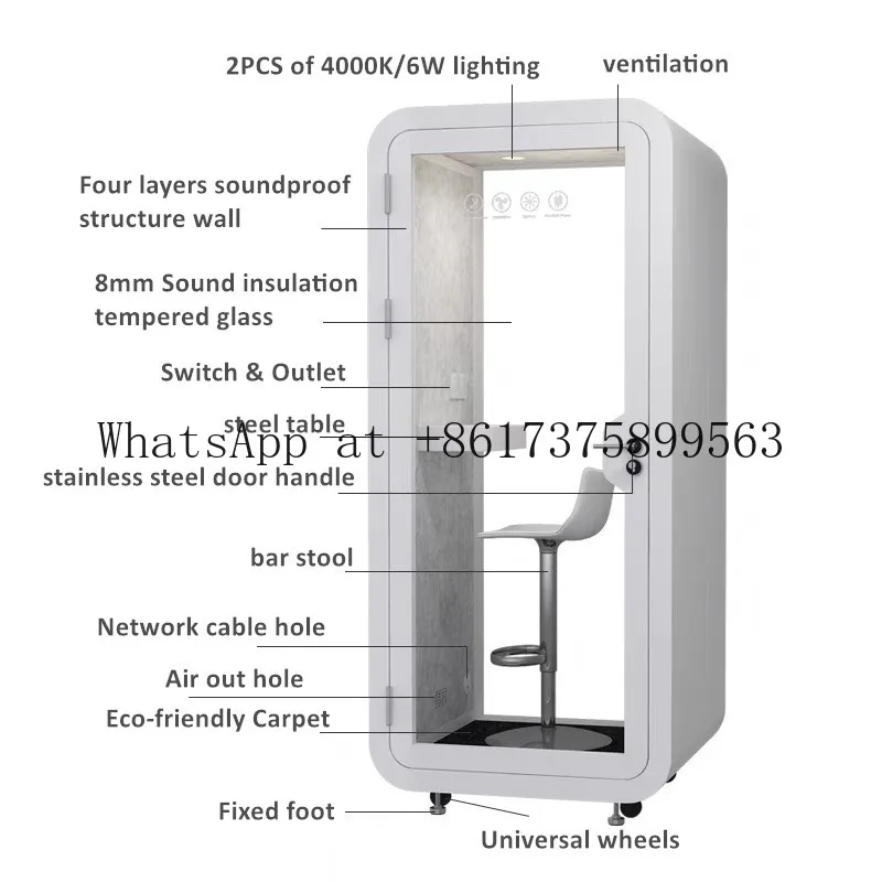 Recording Pod High-End Vibration Damping Acoustic Phone Booth Soundproof Musically Booth Meeting Booth