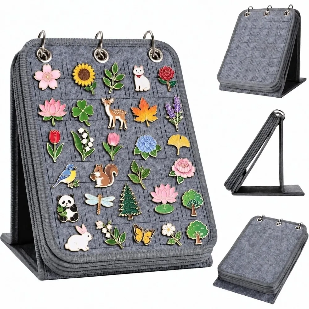 Felt Enamel Pin Display Book Removable Pages Portable Pin Badge Display Book Pin Trading Book Badge Brooch Lapel Pin Storage