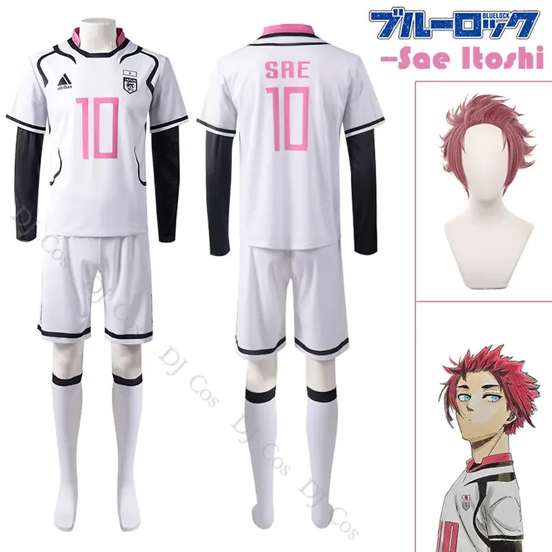 Blue Lock Sae Itoshi Cosplay Costume Anime Wig Team Royale Youth No.10 Football Jersey Uniform Japan U-20 Men Boy Role Play