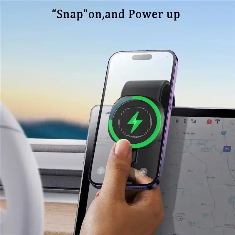 Car Magnetic Wireless Charger Adhesive Style Adjustable Dashboard Phone Chargers For Magsafe iPhone 16 15 14 13 12 Fast Charging