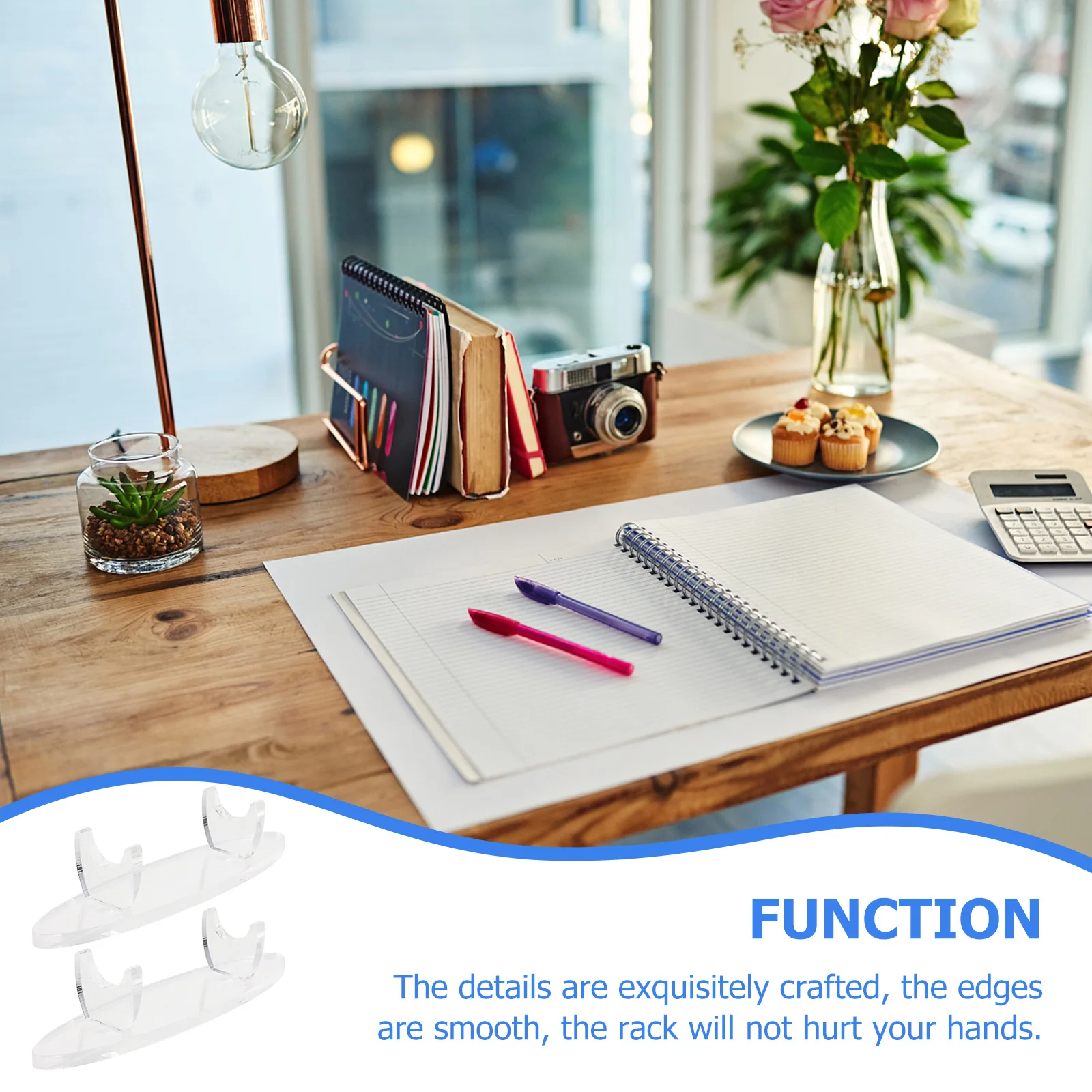 

2pcs Pen Display Rack Acrylic Transparent Fountain Pen Holder Stand Storage Desk Brush Rack for Office Home Study Shop Use