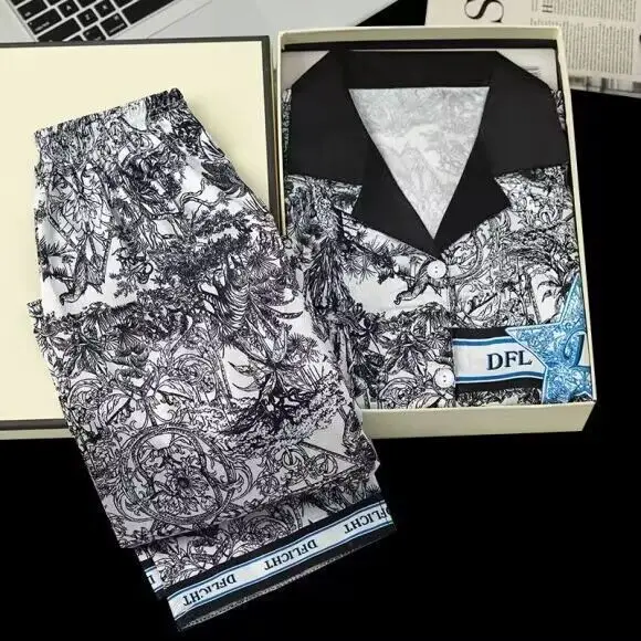 silk pajamas for women summer ice silk pijamas long sleeves long pants sleepwear comfortable loungewear two-piece set