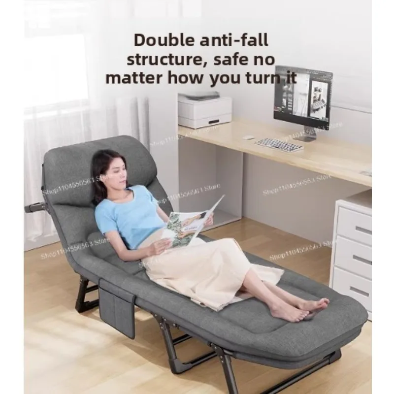 Portable Folding Lunch Break Bed, Office Nap Single Recliner, Comfortable Multi-functional Seat for Hospital Escort & Travel