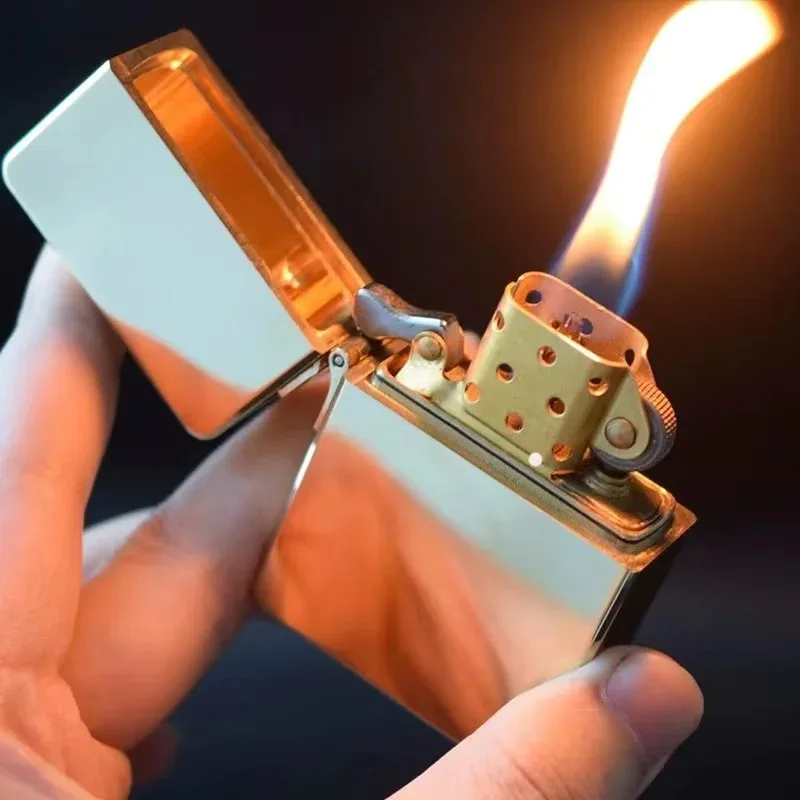 New Armor Shield Zorro 915s Thickened Deep Carved Deep Original Copper Brass Personality Windproof Kerosen Lighter Men