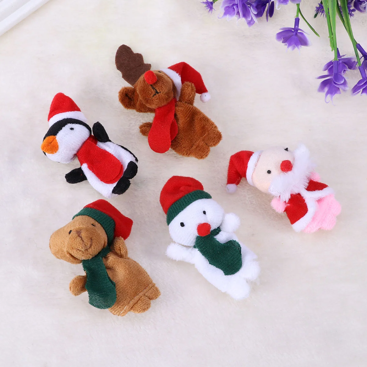 10 Pcs Puzzle Baby Plush Figure Toys Santa Clause Finger Puppet Storytime Puppets Christmas