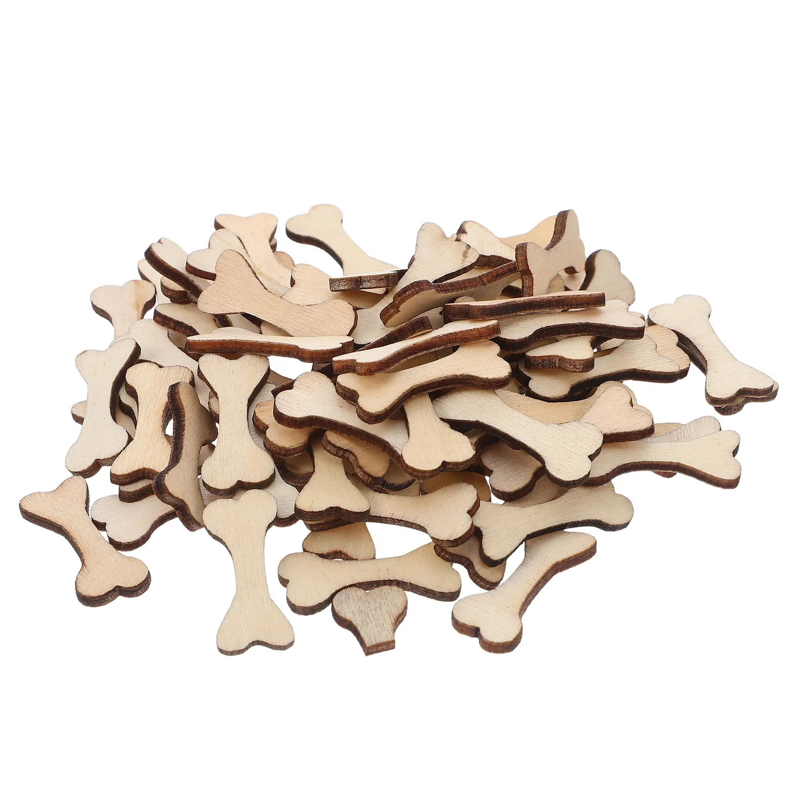 150 Pcs Crafts Decor DIY Dog Bone Wood Shapes Wooden Embellishments Projects Decorations Cutouts