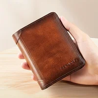 GERUOLA Slim RFID Shielded Genuine Leather Wallet for Men-Multifunctional ID & Credit Card Holder Dark Brown with Embellishments 5