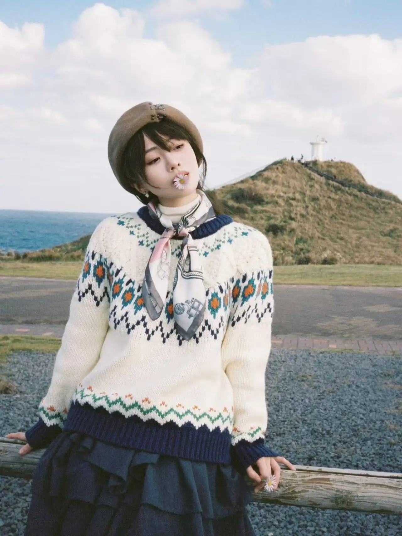 

Prague Love S Fair Isle вязаный шерстяной свитер, винтажный японский универсальный теплый свитер на весну, осень и зиму, женский свитер...