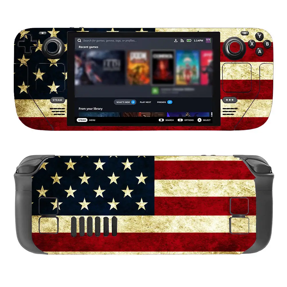 

Эстетичная виниловая наклейка с флагом США для консоли Steam Deck, полный комплект защитных наклеек для консоли Valve, премиальные стикеры.