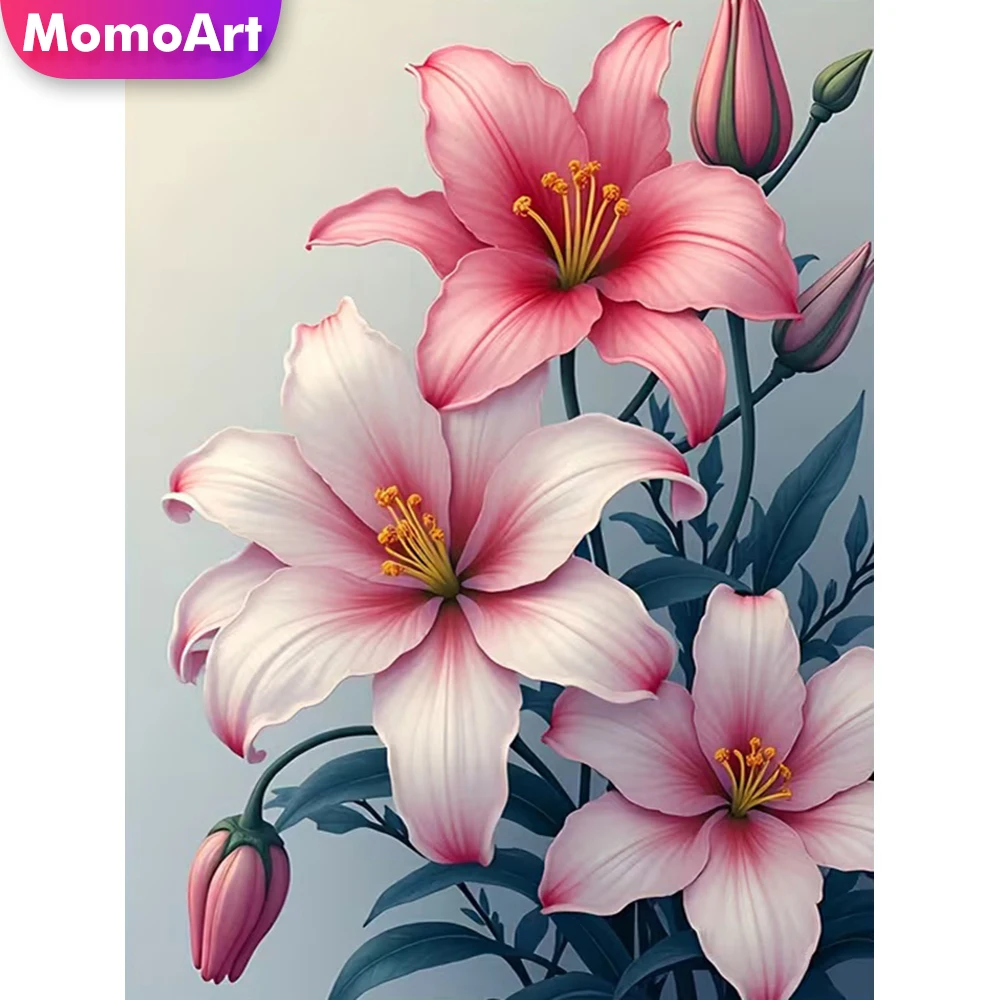Momoart Diamond Painting Flower Picture Of Rhinestones Diamond Mosaic Lily Acrylic Craft Supplies Embroidery Kit Handmade Gift